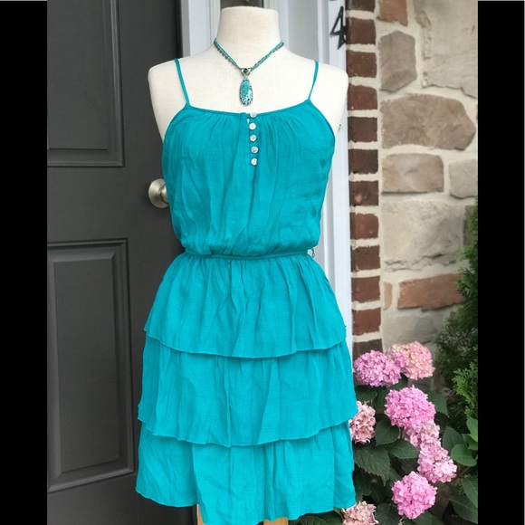Ruffled Boho Turquoise sassy dress 👗 Lily Rose - Picture 3 of 7